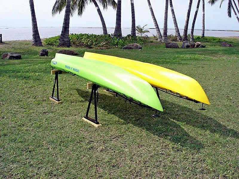 The Hawaiian Sawhorse Truck Rack serving as storage stands.